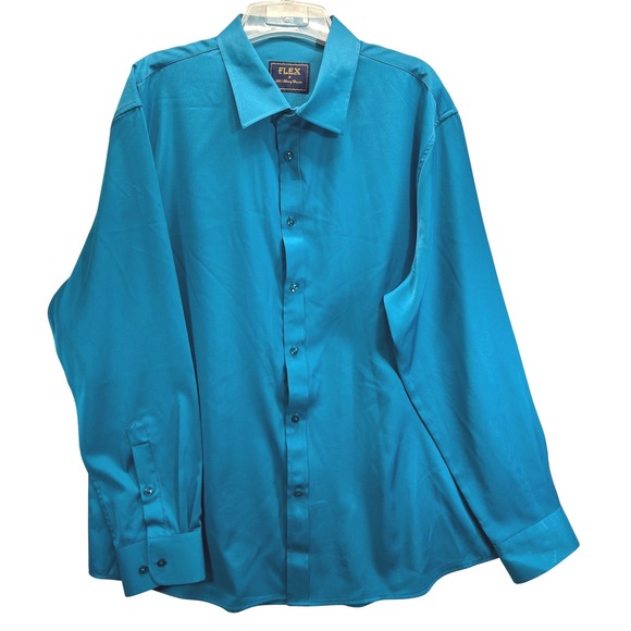 Flex Other - Flex Mens Luxury Collection Teal Blue Long Sleeve Button Down Dress Shirt